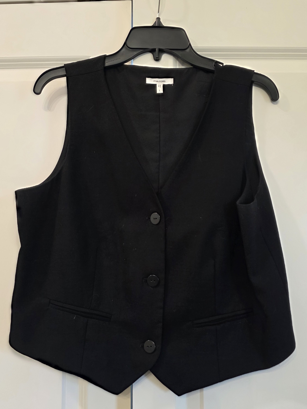 Maurices Black Tailored V-Neck Button Vest